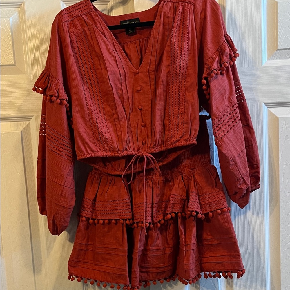 House of Harlow 1960 Red Orange Blouse & Mini Skirt